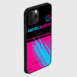 Чехол для iPhone 12 Pro Mercedes - neon gradient: символ сверху, цвет: 3D-черный — фото 2