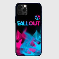 Чехол для iPhone 12 Pro Fallout - neon gradient: символ сверху, цвет: 3D-черный