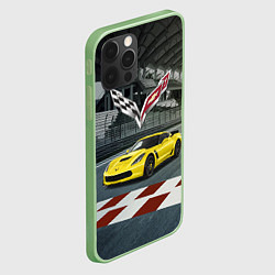 Чехол для iPhone 12 Pro Шевроле Корвет - гоночная команда, цвет: 3D-салатовый — фото 2