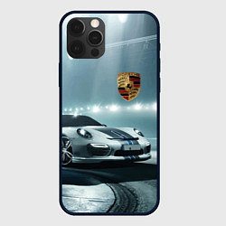 Чехол для iPhone 12 Pro Porsche - racing route - motorsport, цвет: 3D-черный