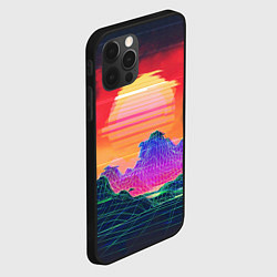 Чехол для iPhone 12 Pro Синтвейв неоновые горы на закате, цвет: 3D-черный — фото 2
