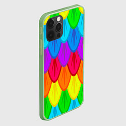 Чехол для iPhone 12 Pro Разноцветные перья, цвет: 3D-салатовый — фото 2