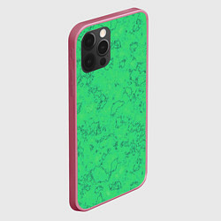 Чехол для iPhone 12 Pro Мраморный зеленый яркий узор, цвет: 3D-малиновый — фото 2
