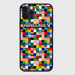 Чехол для iPhone 12 Pro Minecraft - пиксельные персонажи, цвет: 3D-черный