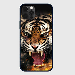 Чехол для iPhone 12 Pro Оскал тигра, цвет: 3D-черный