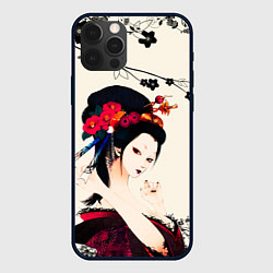 Чехол для iPhone 12 Pro Японская девушка, цвет: 3D-черный
