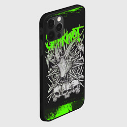 Чехол для iPhone 12 Pro Slipknot green logo, цвет: 3D-черный — фото 2