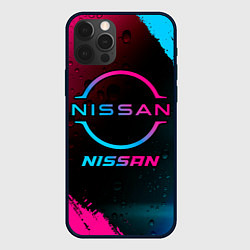 Чехол для iPhone 12 Pro Nissan - neon gradient, цвет: 3D-черный