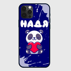 Чехол для iPhone 12 Pro Надя панда с сердечком, цвет: 3D-черный