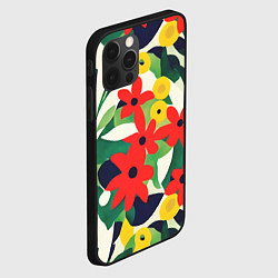 Чехол для iPhone 12 Pro Цветочный яркий паттерн, цвет: 3D-черный — фото 2