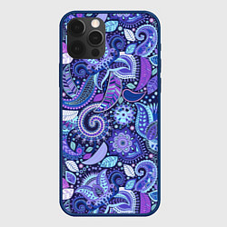 Чехол для iPhone 12 Pro Flower patterns, цвет: 3D-тёмно-синий