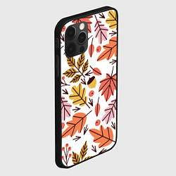 Чехол для iPhone 12 Pro Осенний паттерн - листья, цвет: 3D-черный — фото 2
