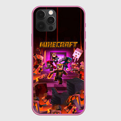 Чехол для iPhone 12 Pro Minecraft art, цвет: 3D-малиновый