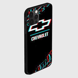 Чехол для iPhone 12 Pro Значок Chevrolet в стиле glitch на темном фоне, цвет: 3D-черный — фото 2