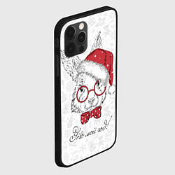 Чехол для iPhone 12 Pro Это мой год! Кролик в шапке Деда Мороза, цвет: 3D-черный — фото 2