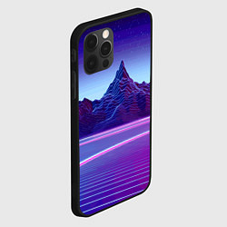 Чехол для iPhone 12 Pro Neon mountains - Vaporwave, цвет: 3D-черный — фото 2