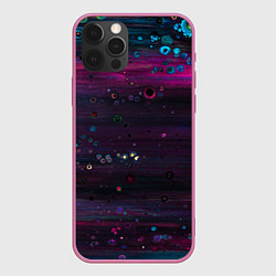 Чехол для iPhone 12 Pro Фиолетовые абстрактные волны и камни, цвет: 3D-малиновый