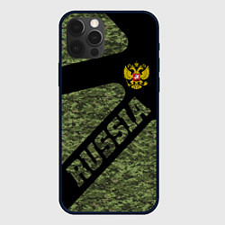 Чехол для iPhone 12 Pro Камуфляж - RUSSIA, цвет: 3D-черный