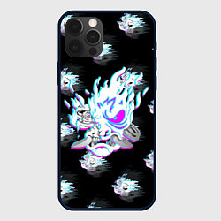 Чехол для iPhone 12 Pro Cyberpunk 2077 neon samurai glitch art colors, цвет: 3D-черный