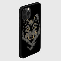 Чехол для iPhone 12 Pro Голова серого волка, цвет: 3D-черный — фото 2