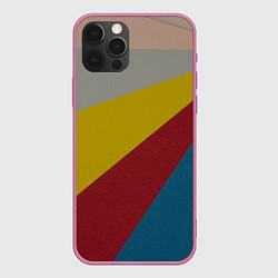 Чехол для iPhone 12 Pro Разнoцветные линии, цвет: 3D-малиновый