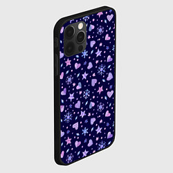 Чехол для iPhone 12 Pro Новогодние сердечки, цвет: 3D-черный — фото 2