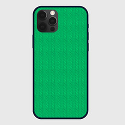 Чехол для iPhone 12 Pro Зеленый вязаный свитер, цвет: 3D-черный