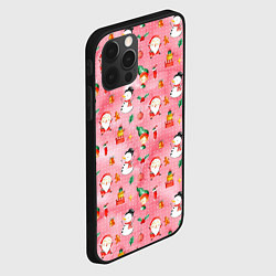 Чехол для iPhone 12 Pro Новый год - снеговики, цвет: 3D-черный — фото 2