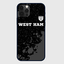 Чехол для iPhone 12 Pro West Ham sport на темном фоне: символ сверху, цвет: 3D-черный