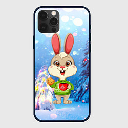 Чехол для iPhone 12 Pro Зайчик с кофе, цвет: 3D-черный
