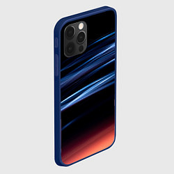 Чехол для iPhone 12 Pro Синие и оранжевые линии во тьме, цвет: 3D-тёмно-синий — фото 2