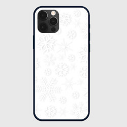 Чехол для iPhone 12 Pro Белые новогодние снежинки, цвет: 3D-черный