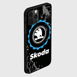 Чехол для iPhone 12 Pro Skoda в стиле Top Gear со следами шин на фоне, цвет: 3D-черный — фото 2