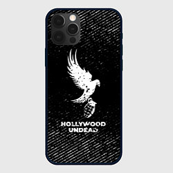 Чехол для iPhone 12 Pro Hollywood Undead с потертостями на темном фоне, цвет: 3D-черный