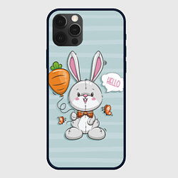 Чехол для iPhone 12 Pro Милый зайка с шариком-морковкой, цвет: 3D-черный