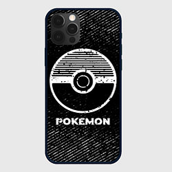 Чехол для iPhone 12 Pro Pokemon с потертостями на темном фоне, цвет: 3D-черный