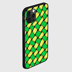 Чехол для iPhone 12 Pro Жёлто-зелёная плетёнка - оптическая иллюзия, цвет: 3D-черный — фото 2