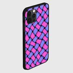 Чехол для iPhone 12 Pro Фиолетово-сиреневая плетёнка - оптическая иллюзия, цвет: 3D-черный — фото 2