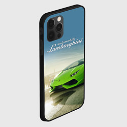 Чехол для iPhone 12 Pro Ламборджини на берегу океана, цвет: 3D-черный — фото 2