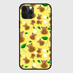 Чехол для iPhone 12 Pro Капибара паттерн, цвет: 3D-черный