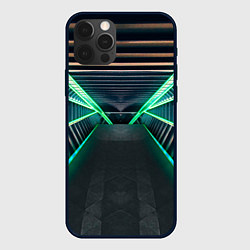 Чехол для iPhone 12 Pro Неоновые фонари на космическом коридоре, цвет: 3D-черный