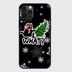 Чехол для iPhone 12 Pro What котик роняет ёлку, цвет: 3D-черный