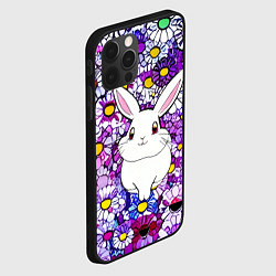 Чехол для iPhone 12 Pro Веселый кролик в цветах, цвет: 3D-черный — фото 2