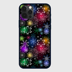 Чехол для iPhone 12 Pro Разноцветные узоры, цвет: 3D-черный