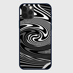 Чехол для iPhone 12 Pro Black and white abstract pattern, цвет: 3D-черный