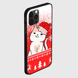 Чехол для iPhone 12 Pro Новогодний милый котик, цвет: 3D-черный — фото 2