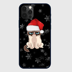 Чехол iPhone 12 Pro Грустный кот новый год