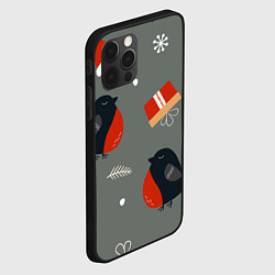 Чехол для iPhone 12 Pro Новогодние снегири, цвет: 3D-черный — фото 2