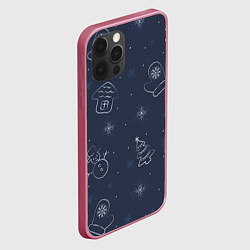 Чехол для iPhone 12 Pro Новогодние символы года, цвет: 3D-малиновый — фото 2