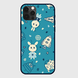Чехол для iPhone 12 Pro Зайцы-космонавты, цвет: 3D-черный